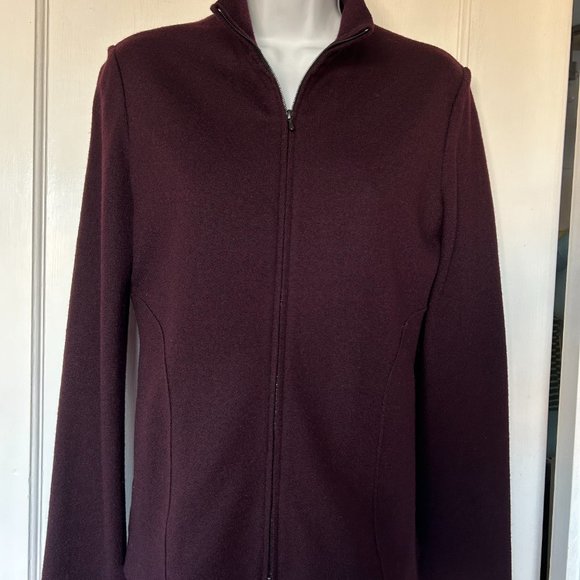 Lida Baday, Eggplant Wool Lined Sweater/Jacket, size 6, pre-owned - Picture 3 of 4